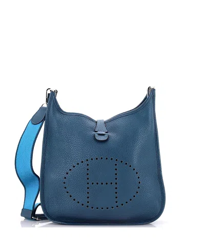 Pre-owned Pre-owned Hermes  Hermes Pm Evelyne Bag Gen Iii Clemence In Blue