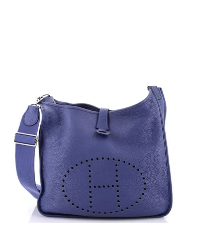 Pre-owned Pre-owned Hermes  Hermes Pm Evelyne Bag Gen Iii Clemence In Blue