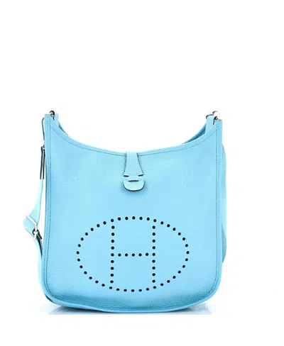 Pre-owned Pre-owned Hermes  Hermes Pm Evelyne Bag Gen Iii Clemence In Blue