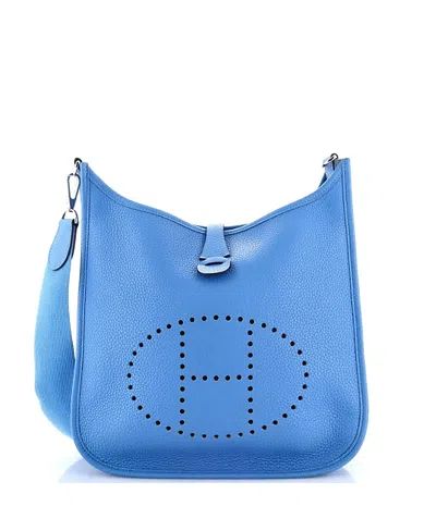 Pre-owned Pre-owned Hermes  Hermes Pm Evelyne Bag Gen Iii Clemence In Blue