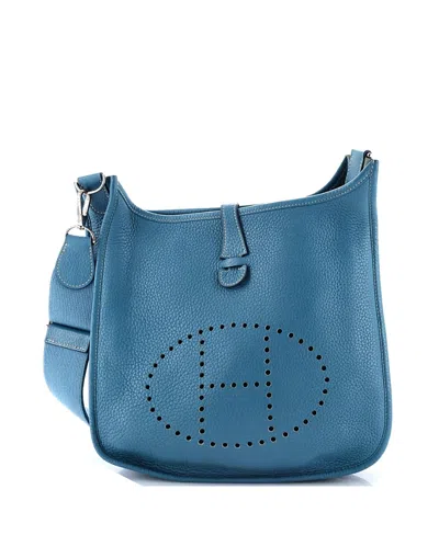 Pre-owned Pre-owned Hermes  Hermes Pm Evelyne Bag Gen Iii Clemence In Blue