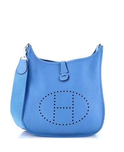 Pre-owned Pre-owned Hermes  Hermes Pm Evelyne Bag Gen Iii Clemence In Blue