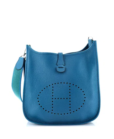 Pre-owned Pre-owned Hermes  Hermes Pm Evelyne Bag Gen Iii Clemence In Blue