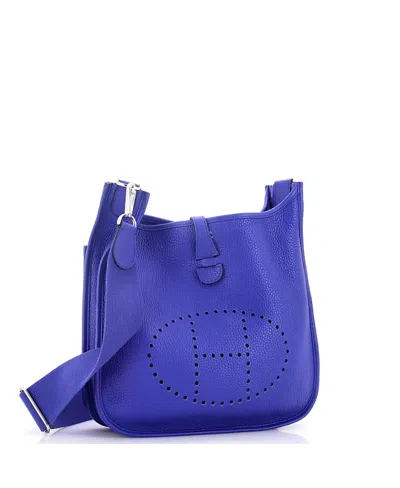 Pre-owned Pre-owned Hermes  Hermes Pm Evelyne Bag Gen Iii Clemence In Blue