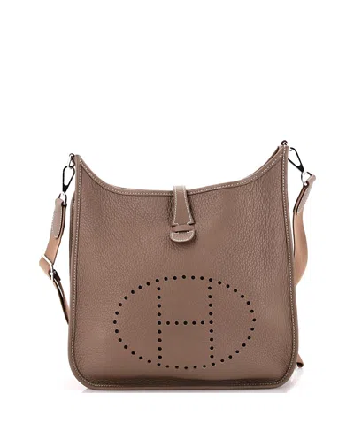 Pre-owned Pre-owned Hermes  Hermes Pm Evelyne Bag Gen Iii Clemence In Gray