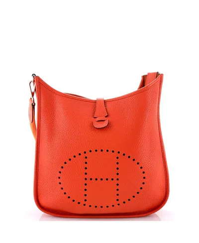 Pre-owned Pre-owned Hermes  Hermes Pm Evelyne Bag Gen Iii Clemence In Orange