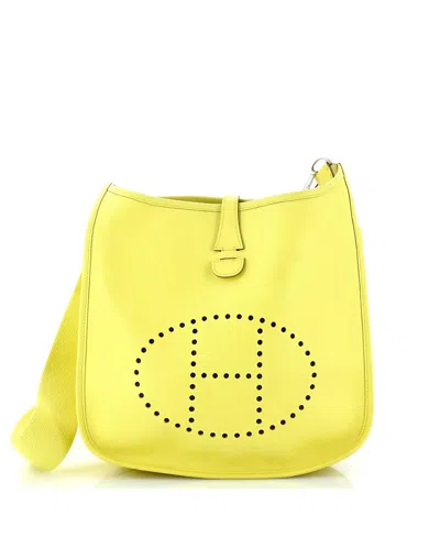 Pre-owned Pre-owned Hermes  Hermes Pm Evelyne Bag Gen Iii Epsom In Yellow