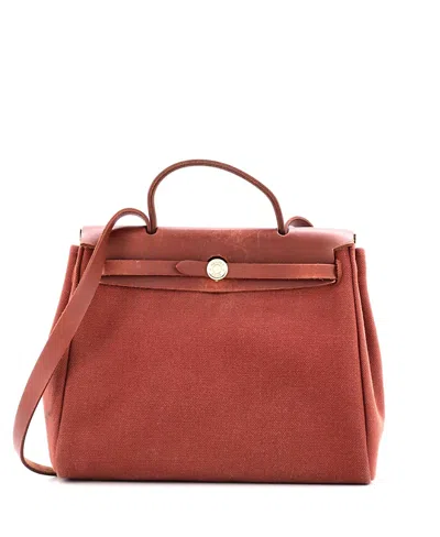 Pre-owned Pre-owned Hermes  Hermes Pm Herbag Toile And Leather In Brown