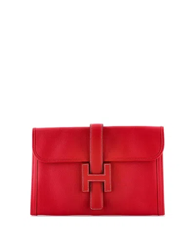Pre-owned Pre-owned Hermes  Hermes Pm Jige Clutch Epsom In Red
