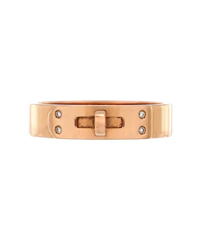 Pre-owned Pre-owned Hermes  Hermes Pm Kelly Ring 18k Rose Gold With Diamonds