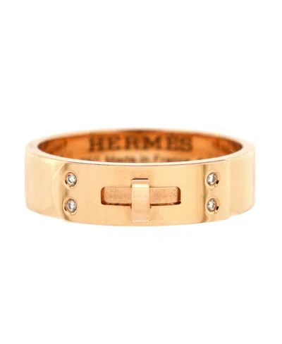 Pre-owned Pre-owned Hermes  Hermes Pm Kelly Ring 18k Rose Gold With Diamonds
