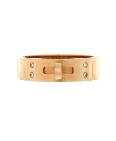 Pre-owned Pre-owned Hermes  Hermes Pm Kelly Ring 18k Rose Gold With Diamonds In Pink