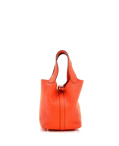 Pre-owned Pre-owned Hermes  Hermes Pm Picotin Lock Bag Clemence In Orange