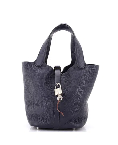 Pre-owned Pre-owned Hermes  Hermes Pm Picotin Lock Bag Clemence In Blue
