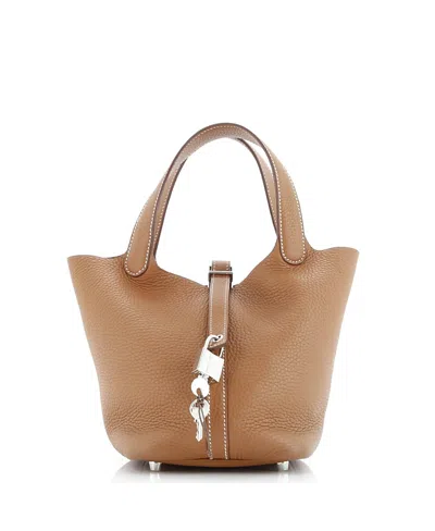 Pre-owned Pre-owned Hermes  Hermes Pm Picotin Lock Bag Clemence In Brown