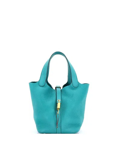 Pre-owned Pre-owned Hermes  Hermes Pm Picotin Lock Bag Clemence In Green