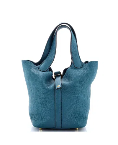 Pre-owned Pre-owned Hermes  Hermes Pm Picotin Lock Bag Clemence In Green