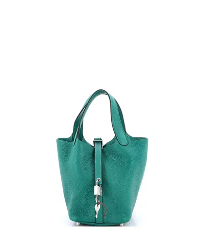 Pre-owned Pre-owned Hermes  Hermes Pm Picotin Lock Bag Clemence In Green