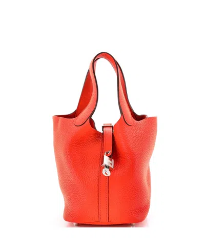 Pre-owned Pre-owned Hermes  Hermes Pm Picotin Lock Bag Clemence In Orange