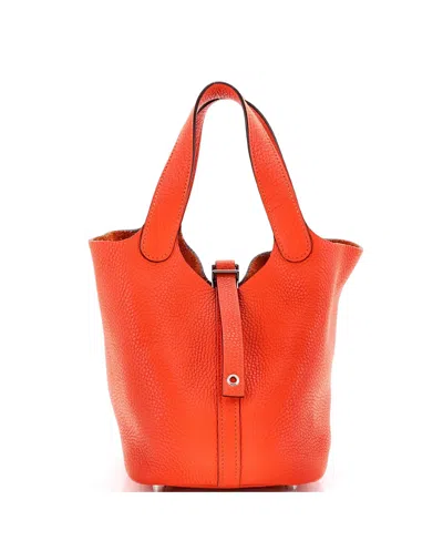 Pre-owned Pre-owned Hermes  Hermes Pm Picotin Lock Bag Clemence In Orange