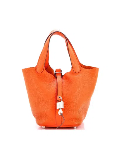 Pre-owned Pre-owned Hermes  Hermes Pm Picotin Lock Bag Clemence In Orange
