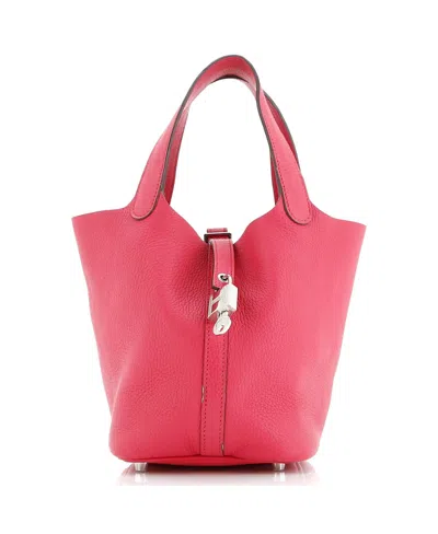 Pre-owned Pre-owned Hermes  Hermes Pm Picotin Lock Bag Clemence In Pink