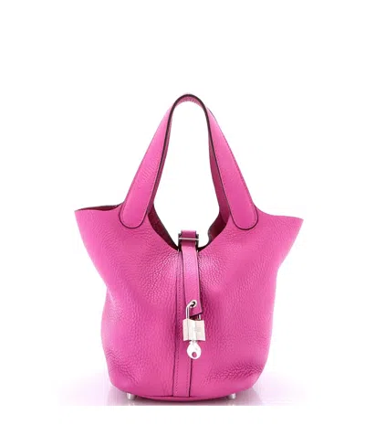 Pre-owned Pre-owned Hermes  Hermes Pm Picotin Lock Bag Clemence In Pink