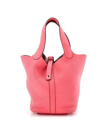 Pre-owned Pre-owned Hermes  Hermes Pm Picotin Lock Bag Clemence In Pink