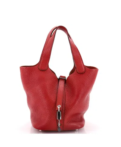 Pre-owned Pre-owned Hermes  Hermes Pm Picotin Lock Bag Clemence In Red