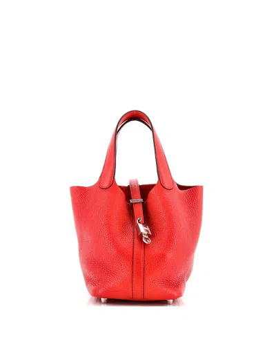 Pre-owned Pre-owned Hermes  Hermes Pm Picotin Lock Bag Clemence In Red