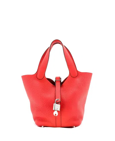 Pre-owned Pre-owned Hermes  Hermes Pm Picotin Lock Bag Clemence In Red