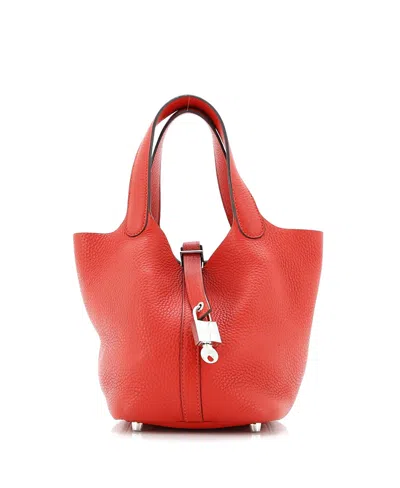Pre-owned Pre-owned Hermes  Hermes Pm Picotin Lock Bag Clemence In Red