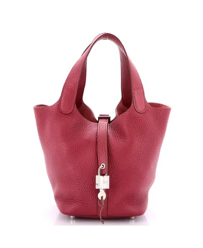 Pre-owned Pre-owned Hermes  Hermes Pm Picotin Lock Bag Clemence In Red
