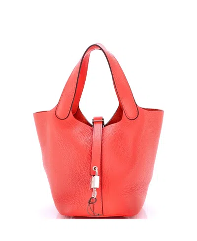 Pre-owned Pre-owned Hermes  Hermes Pm Picotin Lock Bag Clemence In Red