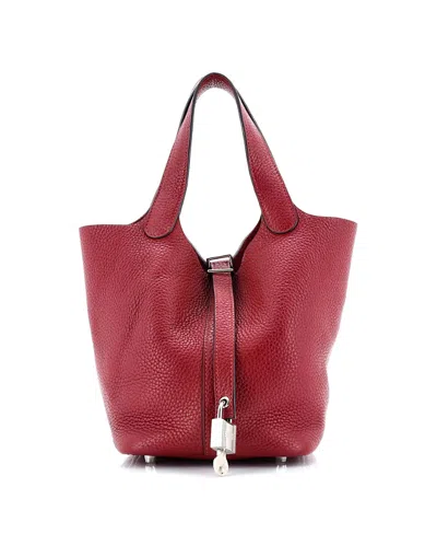 Pre-owned Pre-owned Hermes  Hermes Pm Picotin Lock Bag Clemence In Red
