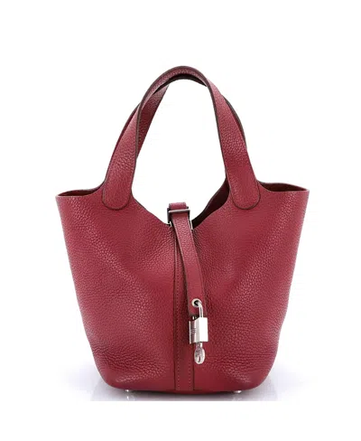 Pre-owned Pre-owned Hermes  Hermes Pm Picotin Lock Bag Clemence In Red