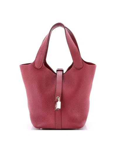 Pre-owned Pre-owned Hermes  Hermes Pm Picotin Lock Bag Clemence In Red
