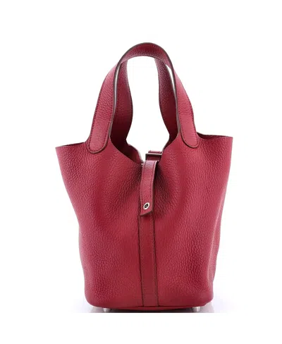 Pre-owned Pre-owned Hermes  Hermes Pm Picotin Lock Bag Clemence In Red