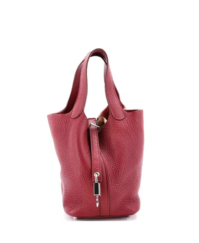 Pre-owned Pre-owned Hermes  Hermes Pm Picotin Lock Bag Clemence In Red