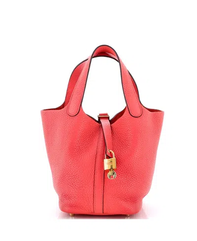 Pre-owned Pre-owned Hermes  Hermes Pm Picotin Lock Bag Clemence In Red