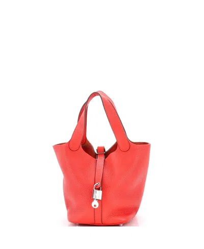 Pre-owned Pre-owned Hermes  Hermes Pm Picotin Lock Bag Clemence In Red