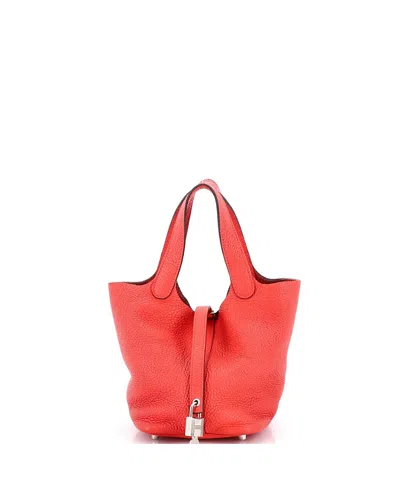 Pre-owned Pre-owned Hermes  Hermes Pm Picotin Lock Bag Clemence In Red