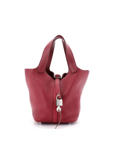 Pre-owned Pre-owned Hermes  Hermes Pm Picotin Lock Bag Clemence In Red