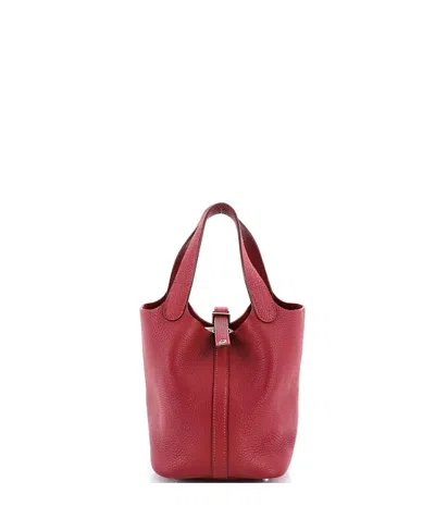 Pre-owned Pre-owned Hermes  Hermes Pm Picotin Lock Bag Clemence In Red