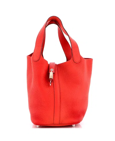 Pre-owned Pre-owned Hermes  Hermes Pm Picotin Lock Bag Clemence In Red