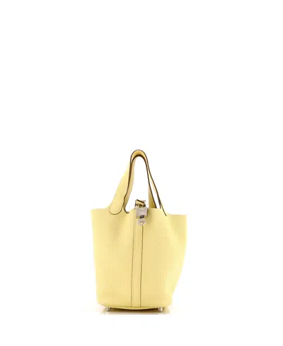 Pre-owned Pre-owned Hermes  Hermes Pm Picotin Lock Bag Clemence In Yellow