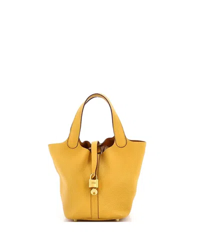 Pre-owned Pre-owned Hermes  Hermes Pm Picotin Lock Bag Clemence In Yellow