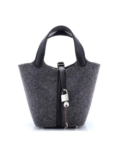 Pre-owned Pre-owned Hermes  Hermes Pm Picotin Lock Bag Felt With Leather