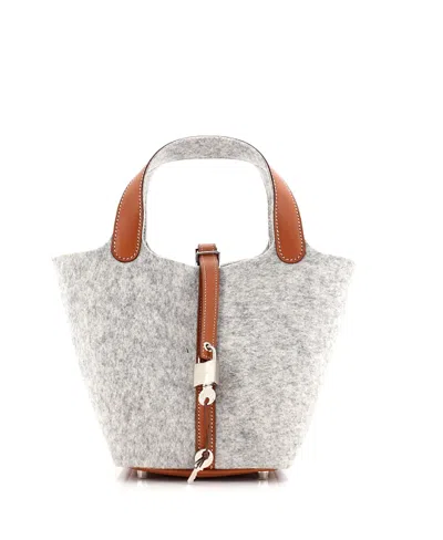 Pre-owned Pre-owned Hermes  Hermes Pm Picotin Lock Bag Felt With Leather