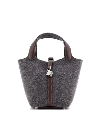 Pre-owned Pre-owned Hermes  Hermes Pm Picotin Lock Bag Felt With Leather